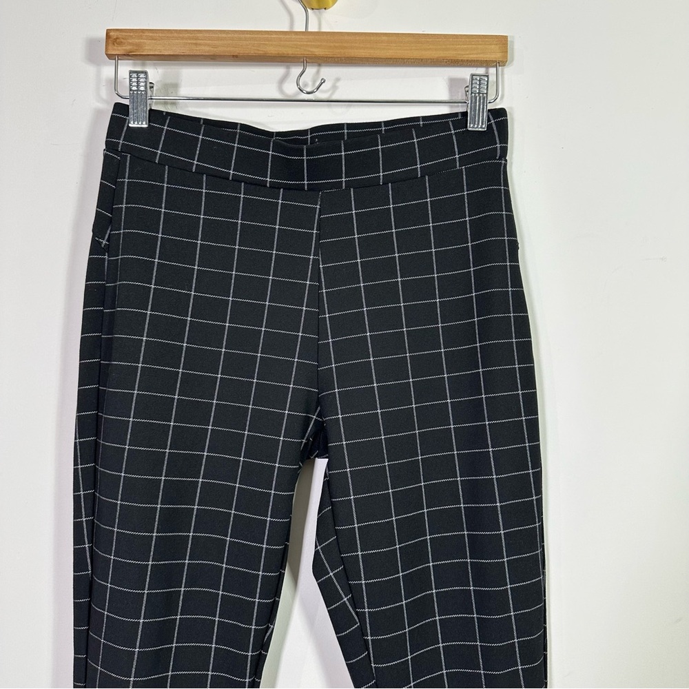 Kay Unger NY Black White Windowpane Plaid High Rise Legging - Picture 2 of 6